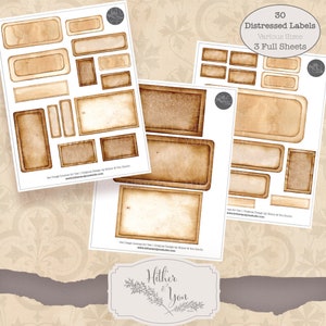 Junk Journals étiquettes des éléments de journaux en détresse pour les journaux et des articles de création en papier pour le papier de scrapbooking grungy vintage en détresse