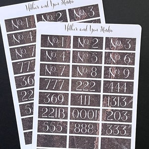 Sticker sheets Junk Journal Supplies. Unique stickers with distressed numbers. Sticker Sheets for journals and planner sticker set