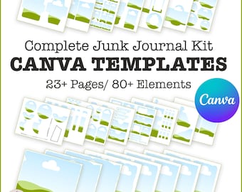 Canva Template for Creating Complete Junk Journal Kits, Canva Frames for Journaling Pages Ephemera DIY Journal Kit, reusable template