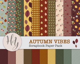 Paper Pack, Autumn Scrapbook, Collage Paper, fall paper pack, Digital Paper, Autumn Paper, Autumn Pattern, Fall Design, Scrapbook Supply