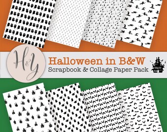 Halloween Decoupage Paper, Collage papers, Wrapping Paper, Digital Paper Witch Black Cat Bats, Decoupage Supplies, Scrapbook Paper Halloween