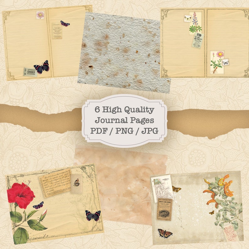 Junk Journal Kit and Ephemera Pack Featuring Vintage Butterfly Book ...