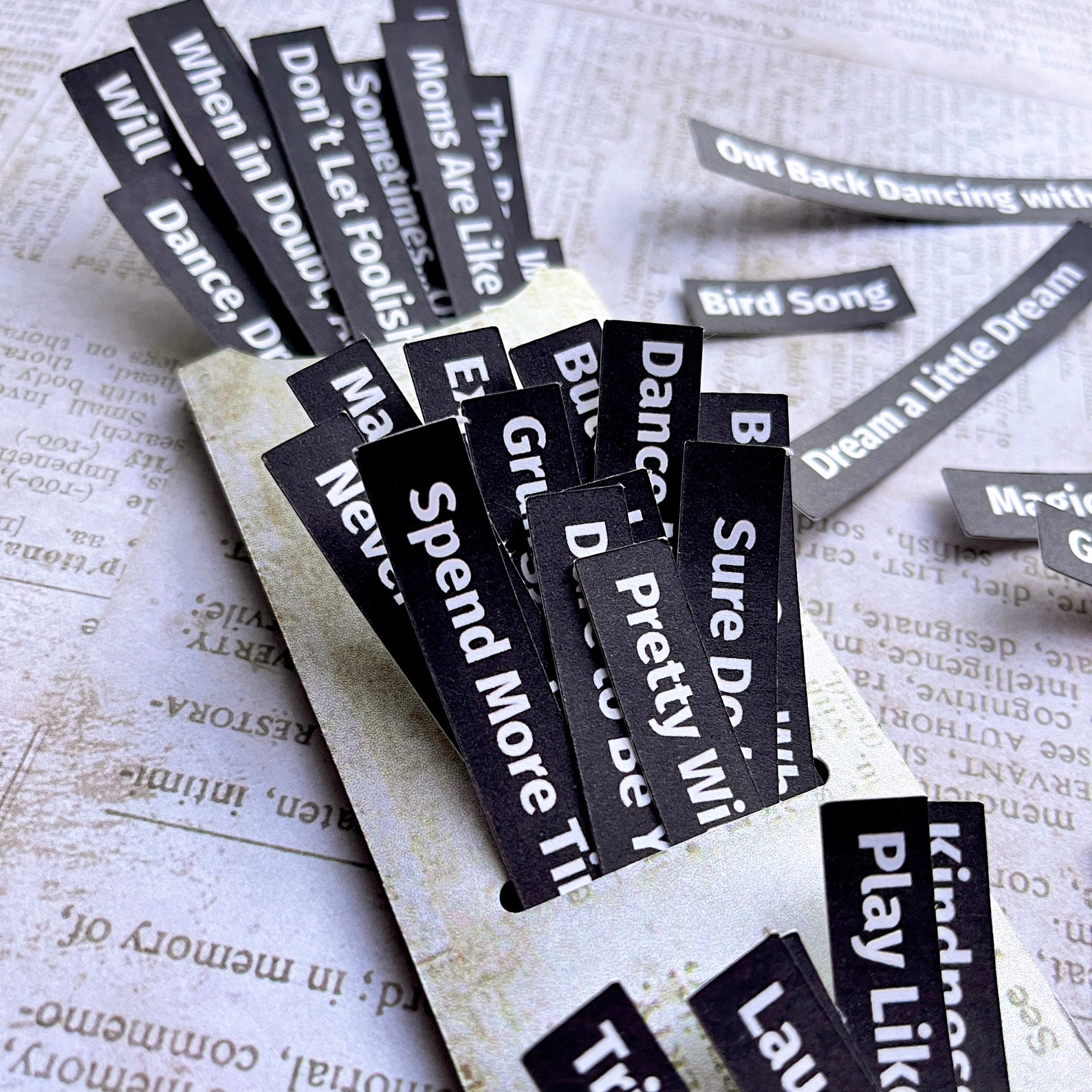 Different Sentiments, Words for Junk Journals, Card Sentiments, Black