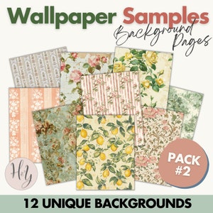 Op behangvoorbeelden geïnspireerd papieren pakket, digitaal downloadpapier voor achtergronden, collagepapier, scrapbookingachtergrond, junkjournal papers