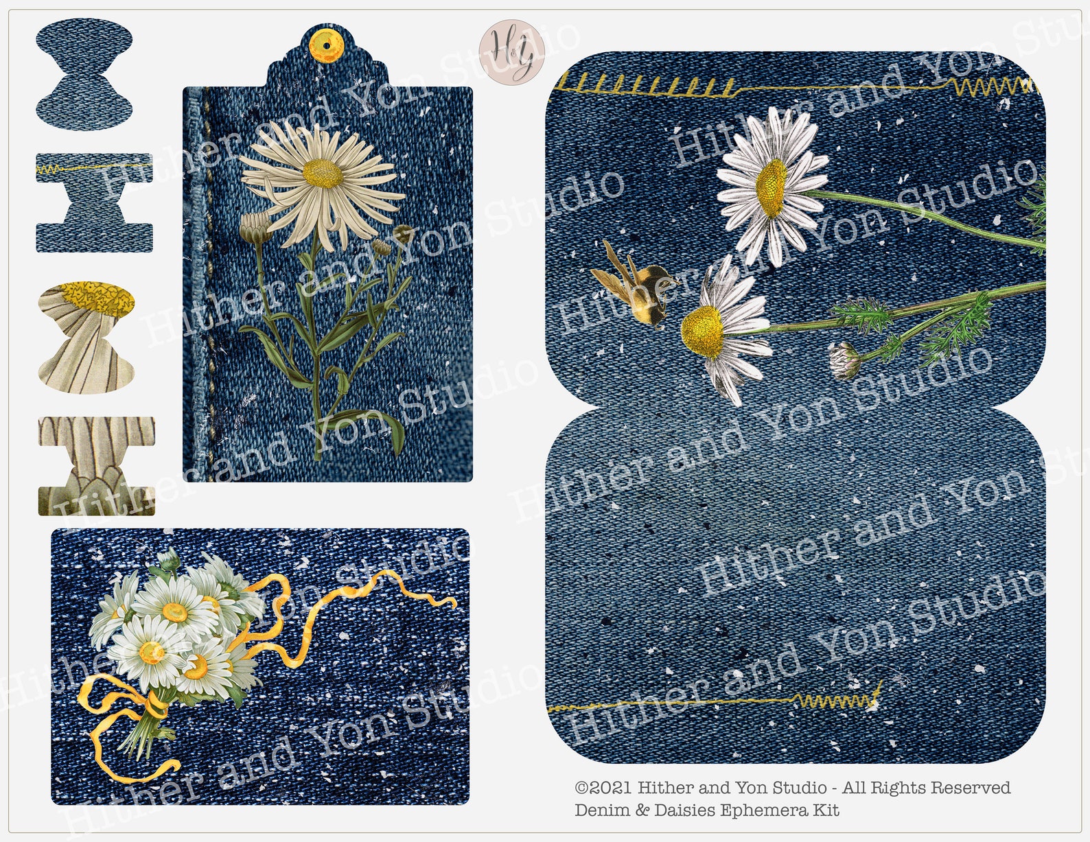 Denim and Daisies Ephemera Kit for Junk Journals Instant Etsy