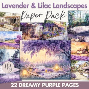 Digital Paper Pack Lavender and Lilac Landscapes