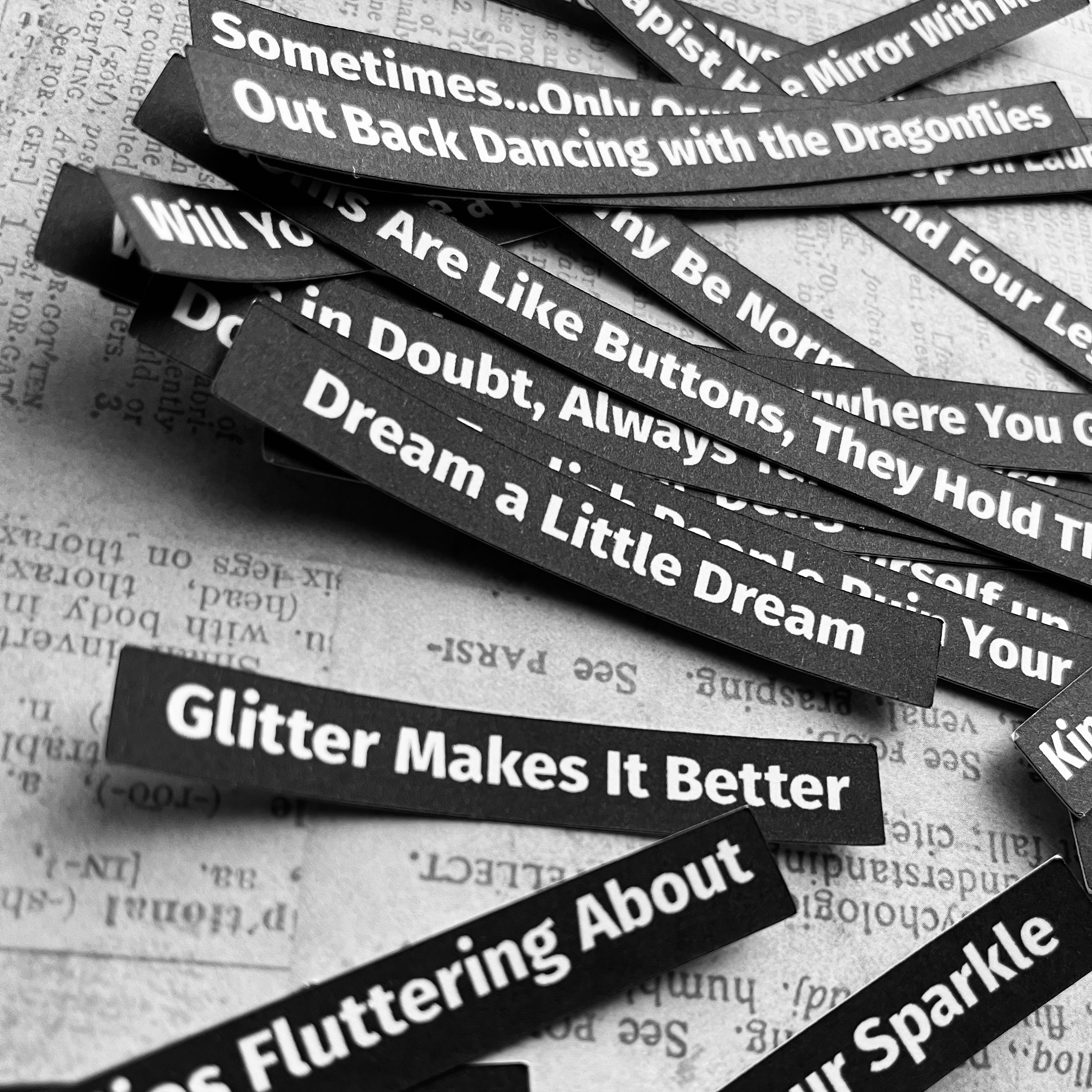 Different Sentiments, Words for Junk Journals, Card Sentiments, Black