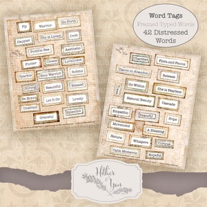 Distressed Words, Vintage Labels, Word Label, Junk Journal Ephemera, Cardmaking Supply, Antique Label