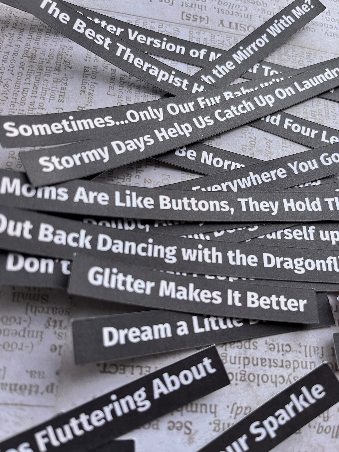 Different Sentiments, Words for Junk Journals, Card Sentiments, Black