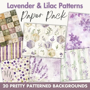Digital Paper Pack Lavender and Lilac Patterns Digital Paper Pack