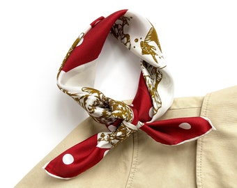 Polka dot red silk scarf women&men, silk neckerchief, silk bandana women, silk neck scarf, silk hair scarf, silk head scarf,mens neckerchief