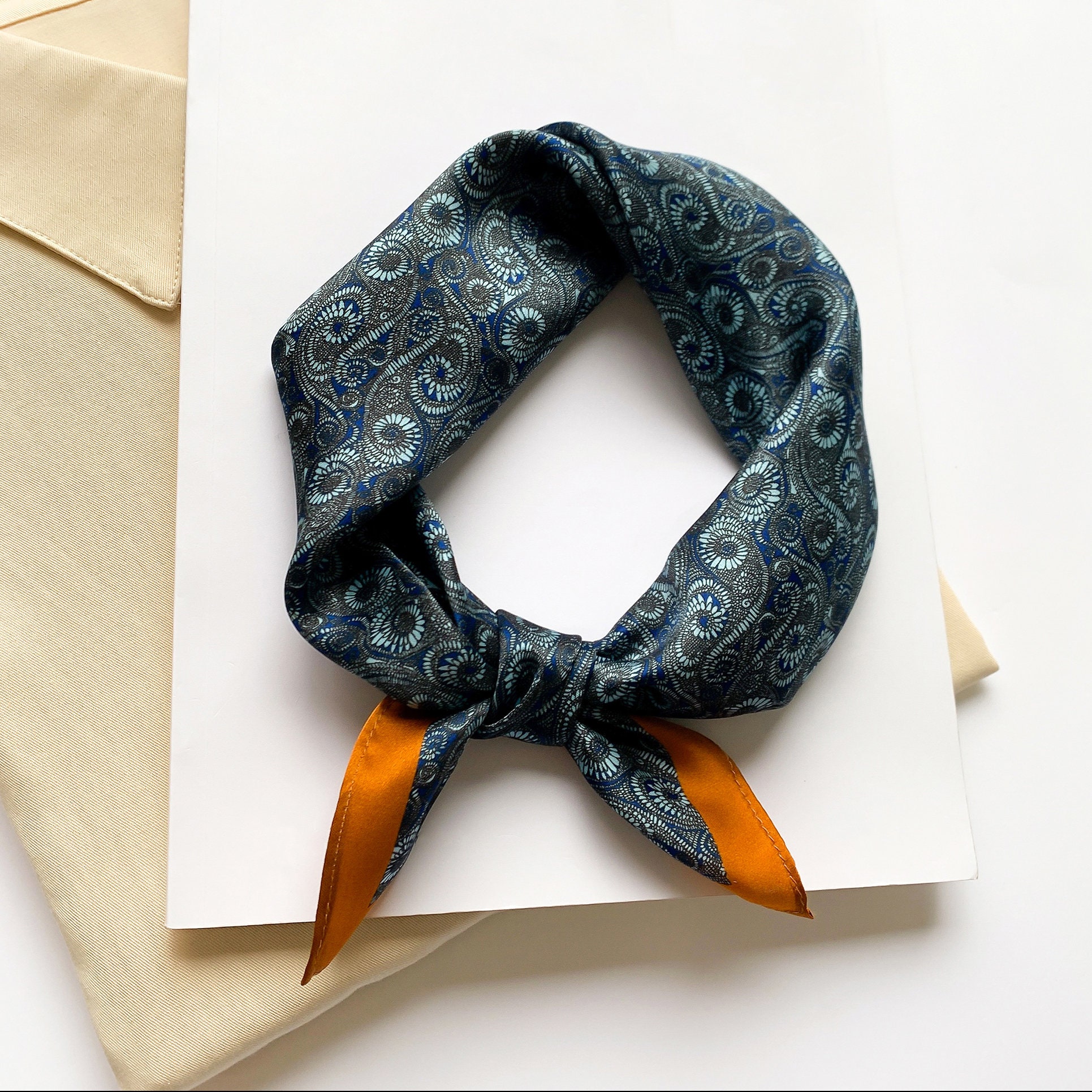 Classic Print 100% Silk Scarf Neckerchief Wraps Large Square Head