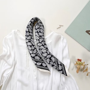 Paisley small silk scarf square, silk neckerchief, mens neckerchief, silk bandana women, paisley silk scarf, silk hair scarf,pure silk scarf image 4