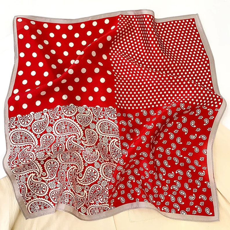 Bandana classique en soie à motif cachemire à pois femmes hommes, foulard en soie, foulard pour homme, foulard en soie, foulard pour cheveux en soie, foulard en soie image 6