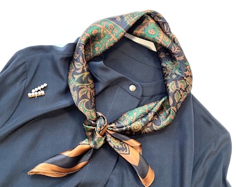 Foulard pour homme paisley bohème, foulard en soie, écharpe en soie noire pour hommes et femmes, foulard en soie, bandana en soie, foulard en soie, foulard pour cheveux en soie