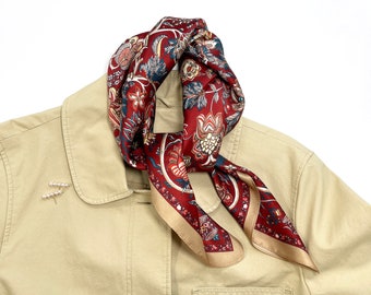 foulard en soie rouge vintage pour femmes et hommes, bandana en soie, foulard en soie, foulard en soie, foulard pour homme, foulard en soie, foulard pour cheveux en soie