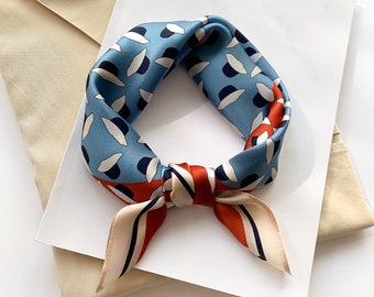Hat pattern small silk scarf square, 100% silk bandana, silk neckerchief mens neckerchief, silk hair scarf, silk neck scarf, mens silk scarf