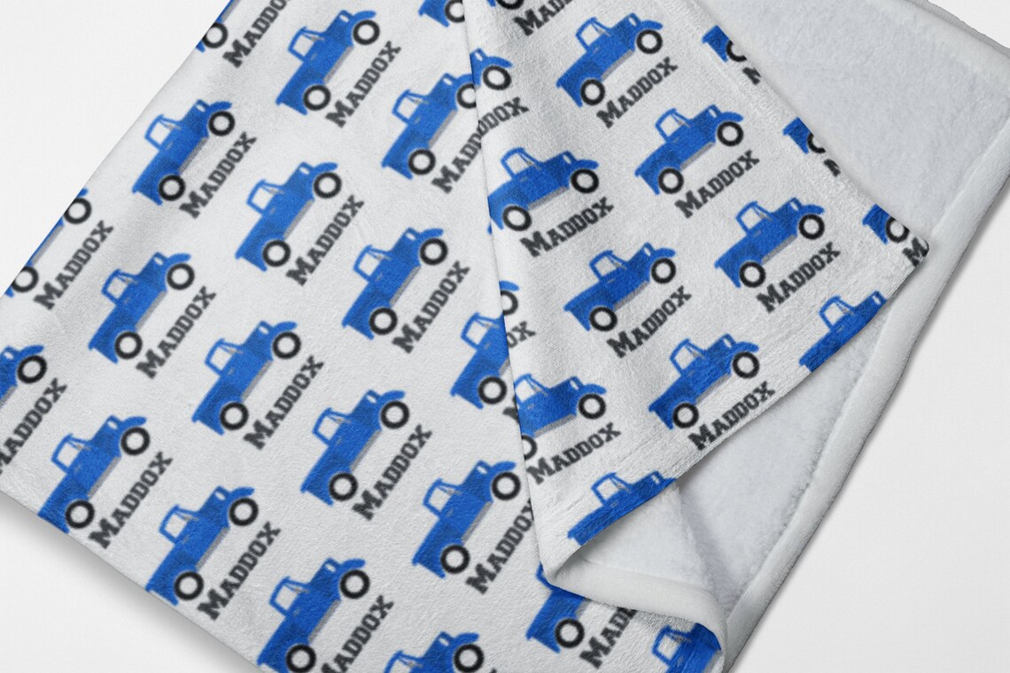 Personalized Blue Truck Blanket Made in USA Fast Shipping Etsy