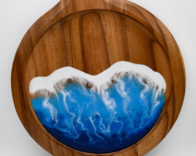 Resin Wave Circular Tray with Handle