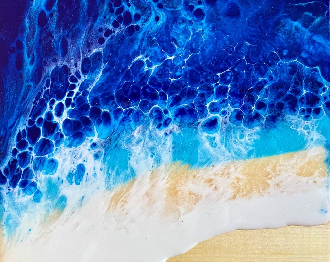 Resin Wave Art - Single Wave on Pine Wood