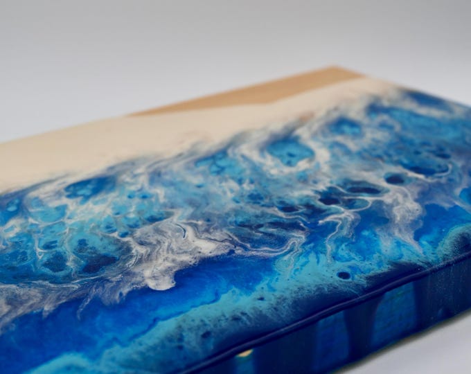 Resin Wave Art - Single Wave on Pine Wood