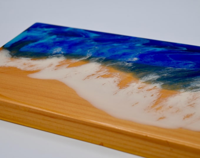Resin Wave Art - Single Wave on Pine Wood