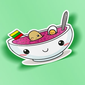 Autocollant anime lituanien Šaltibarščiai / Autocollant anime lituanien de soupe de betterave froide