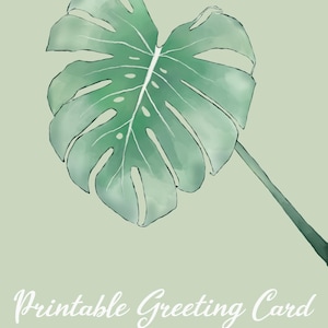 Carte de voeux Monstera - fichier imprimable - texte personnalisé