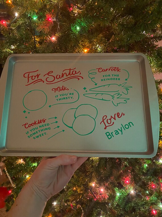 Personalized Santa Tray Santas Cookies and Milk Tray Kids Etsy