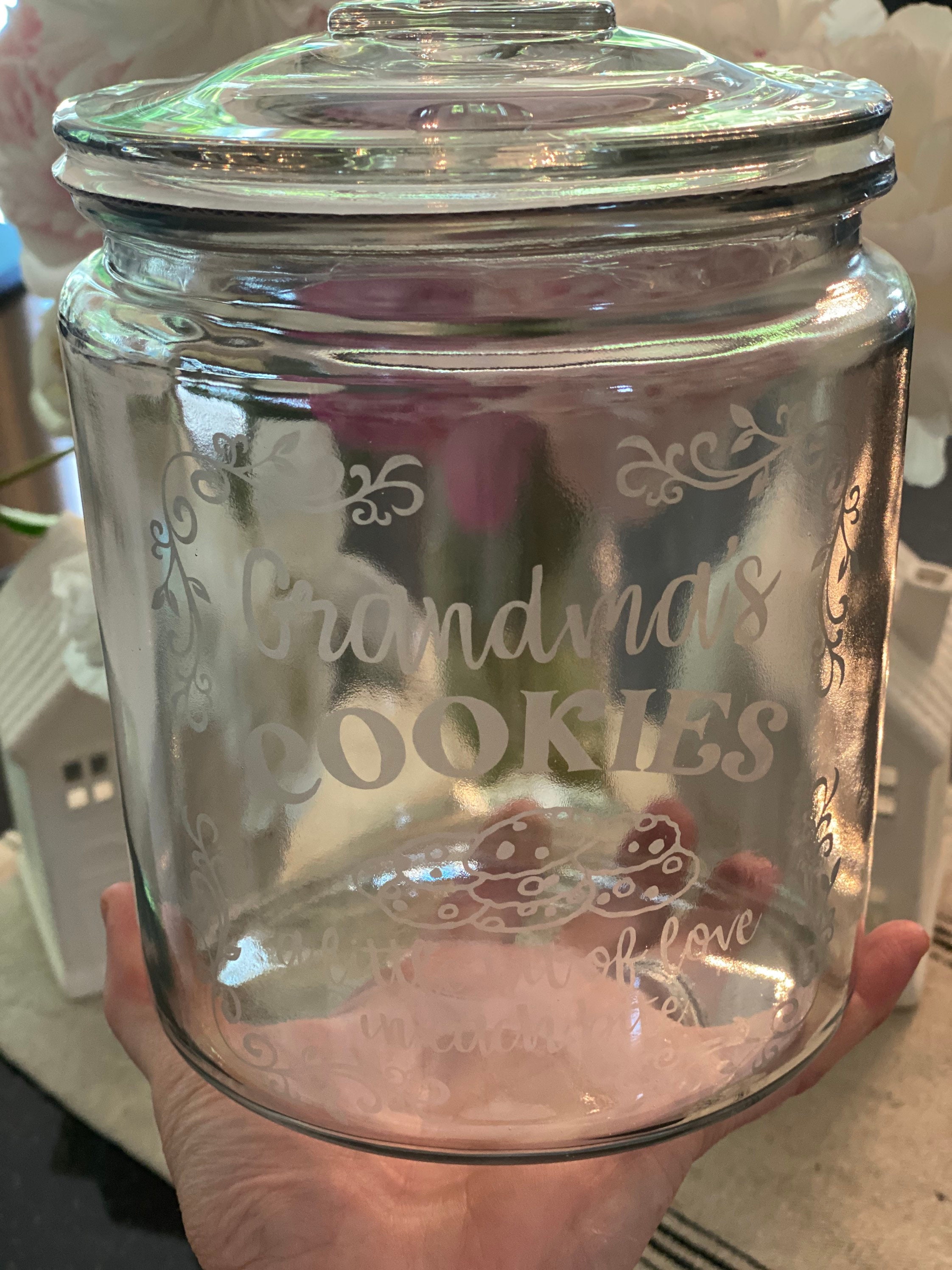 Personalized Cookie Jar, Teacher Gift, Custom Baked Goods Glass Jar, Cookies, Treat Storage, Recipe Jar, Kitchen Storage