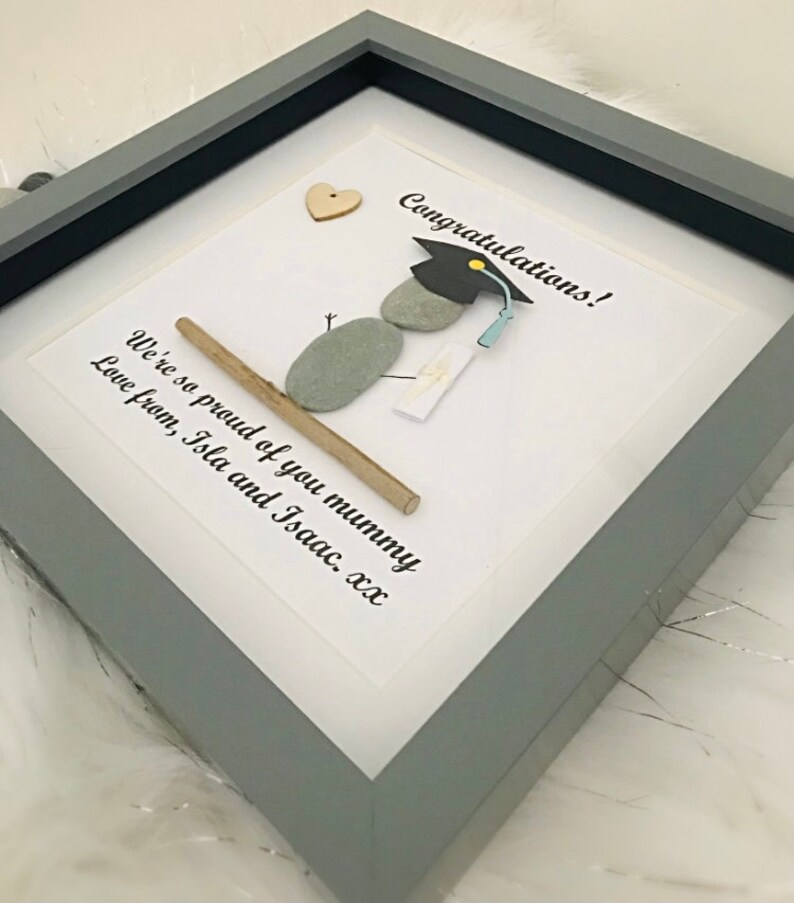 Personalised Graduation Gift, Handmade Pebble Art Gift, Frame, Custom ...