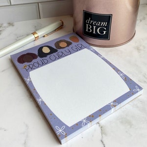 Unique Notepad - Proud Curly Girl 50 Sheets, Curly Girl Designs, Stocking Stuffer, Thoughts Pad, Positive Notepad, Sister Gift, Wife Gift