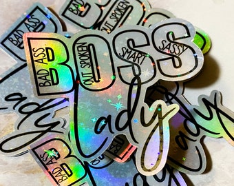 Boss Lady Sticker, Holographic gift for female, Feminist Sticker, Tumbler Sticker, Water bottle Sticker, Boss Gift, Empowerment Sticker
