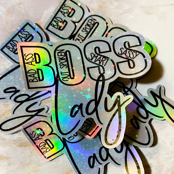 Boss Lady Sticker, Holographic gift for female, Feminist Sticker, Tumbler Sticker, Water bottle Sticker, Boss Gift, Empowerment Sticker