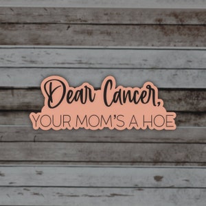 Fuck Cancer, Your Mom’s A Hoe Matte Sticker, Cancer Sucks Quote, Survivor Gift, Fighter Quotes, Note to Cancer, Matching Items Available Coral/Pink