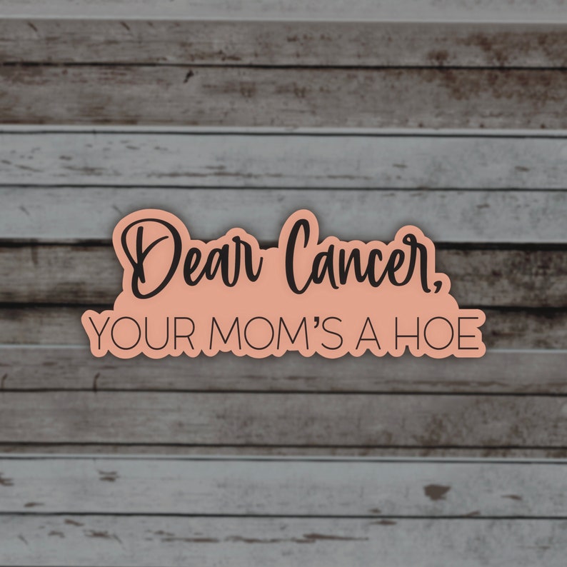 Fuck Cancer, Your Mom’s A Hoe Matte Sticker, Cancer Sucks Quote, Survivor Gift, Fighter Quotes, Note to Cancer, Matching Items Available Coral/Pink