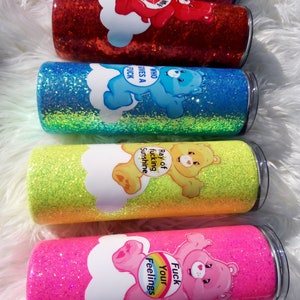 Bad Care Bears Glittered Tumbler