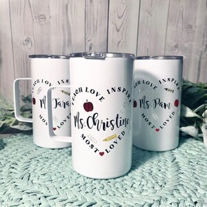 Teach Love Inspire Mug, Teacher to go cup, teacher mug, teaching coffee cup, teacher gift, teacher stainless steel mug, teacher travel mug