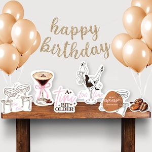 A tini bit older Party Centerpieces, espresso martini, a tini bit older decorations, espresso martini theme table decor, birthday