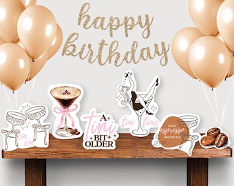 Espresso Martini Birthday Table Decor: "A Tini Bit Older" Centerpieces - Set of 6