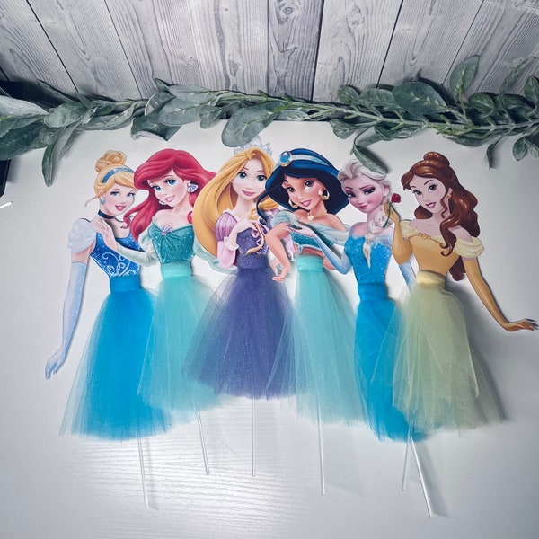 Princess Tulle Cake Topper centerpiece, Princesses, Princess Party, Princess Tulle Skirts, Princess Theme Party, Princess table centerpiece