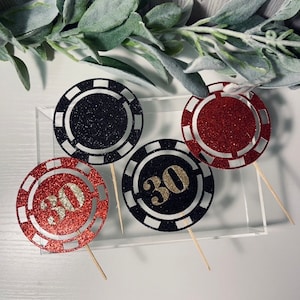 Toppers de cupcake de pôquer, Toppers de cupcake de cassino, Fichas de pôquer, cartas de pôquer, copas espadas paus diamantes, Jogador de pôquer, Cassino Royale