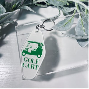 Golf Cart Keychain/Golf Keychain/Motel Keychain/ Hotel Keychain/Gift for him/Fathers Day Gift/Golf lover/Golf Player/Retro Keychain/Golf