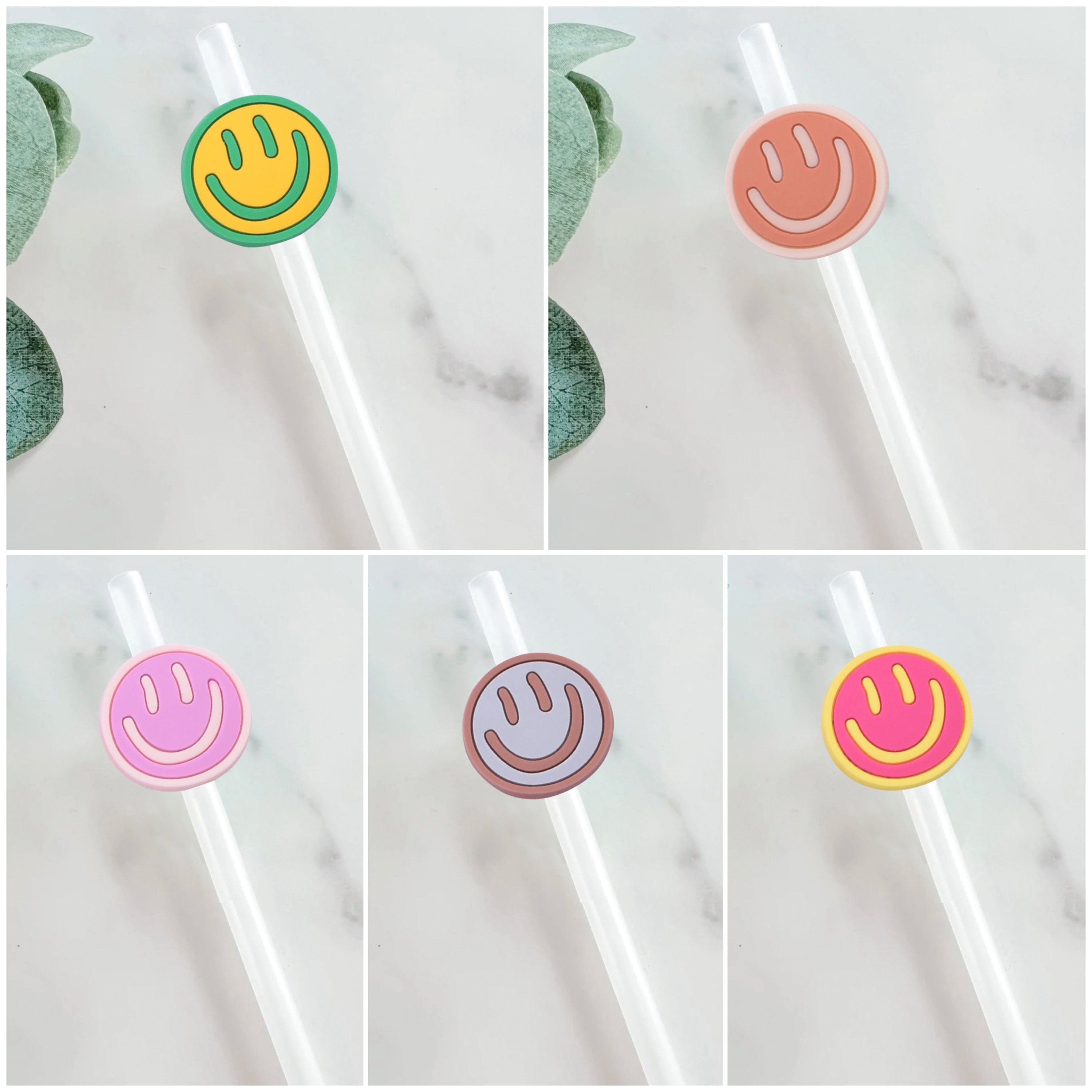 Smiley Face Straw Topper Straw Buddy Straw Charm Straw Decoration 