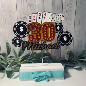 Poker-Thema Cake Topper, Kasino-Thema-Kuchentopper, Poker-Kuchentopper, Kasino-Kuchentopper, Poker-Chips, Spielkarten, High Roller Cake Topper