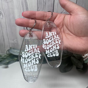 Anti-Social Hockey Moms Keychain, Hockey Keychain, Motel Keychain, Hotel Keychain, Sports Moms Keychain, Hockey Mom, Hockey Fan, Sports