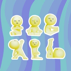 Smiski inspired Yoga Series Bundle of 6 Vinyl Sticker Decals
