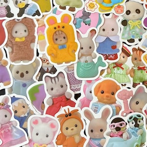 Calico Critter Sylvanian Families Sticker Cute Mystery Stickers Bundle Waterproof Decal Stickers Pack of 10 for Laptop Phone Case and More