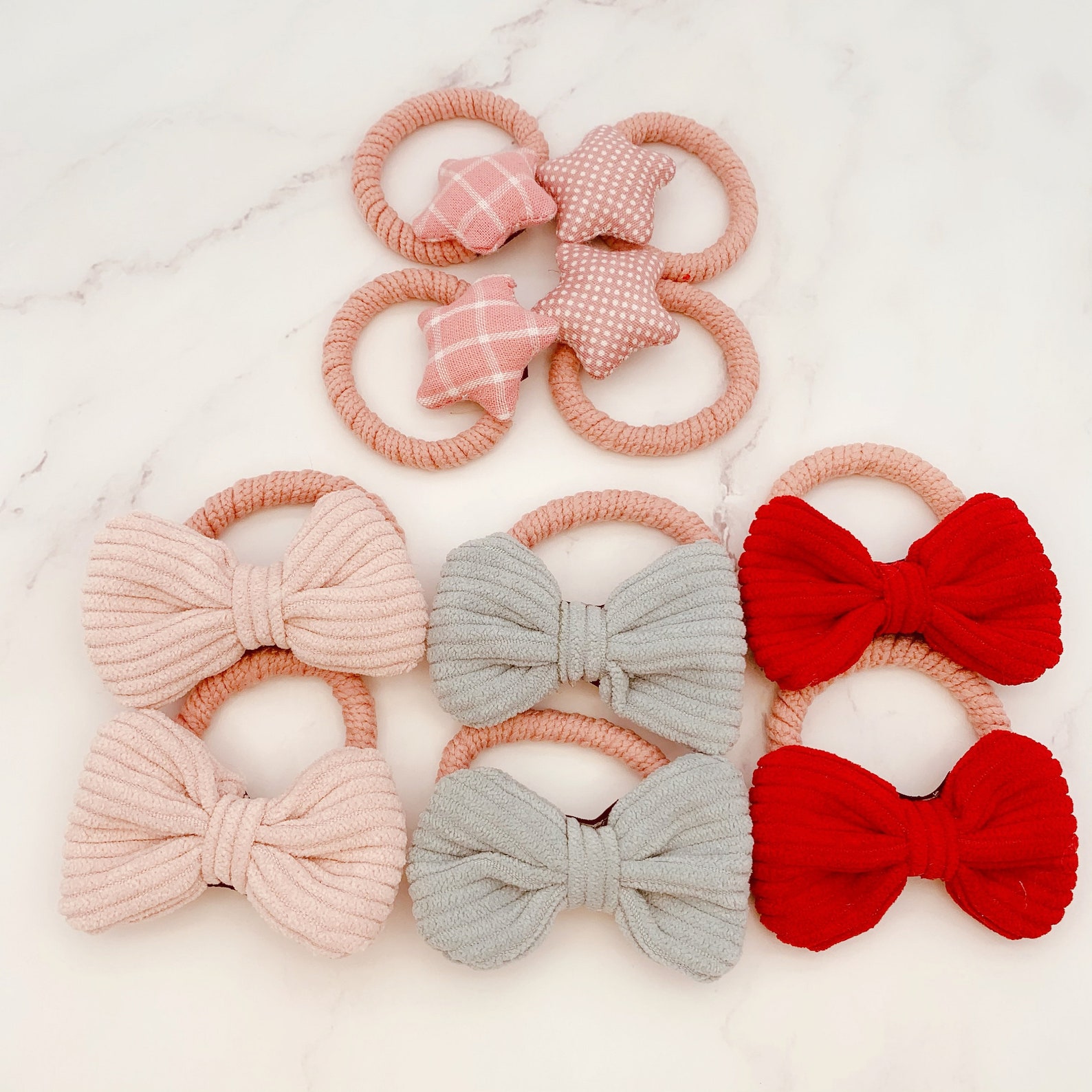 Colorful Bow Hair ties Star Hair Ties Handmade Small Hair Etsy