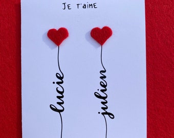 Carte Amour prénoms coeurs